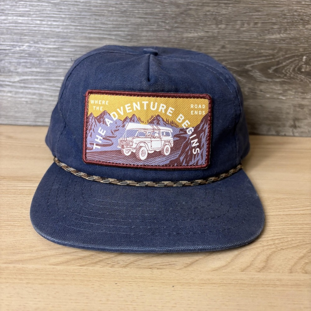 Sendero Provisions Hat Cap Snap Back Navy The Adventure Begins Patch Rope Mens